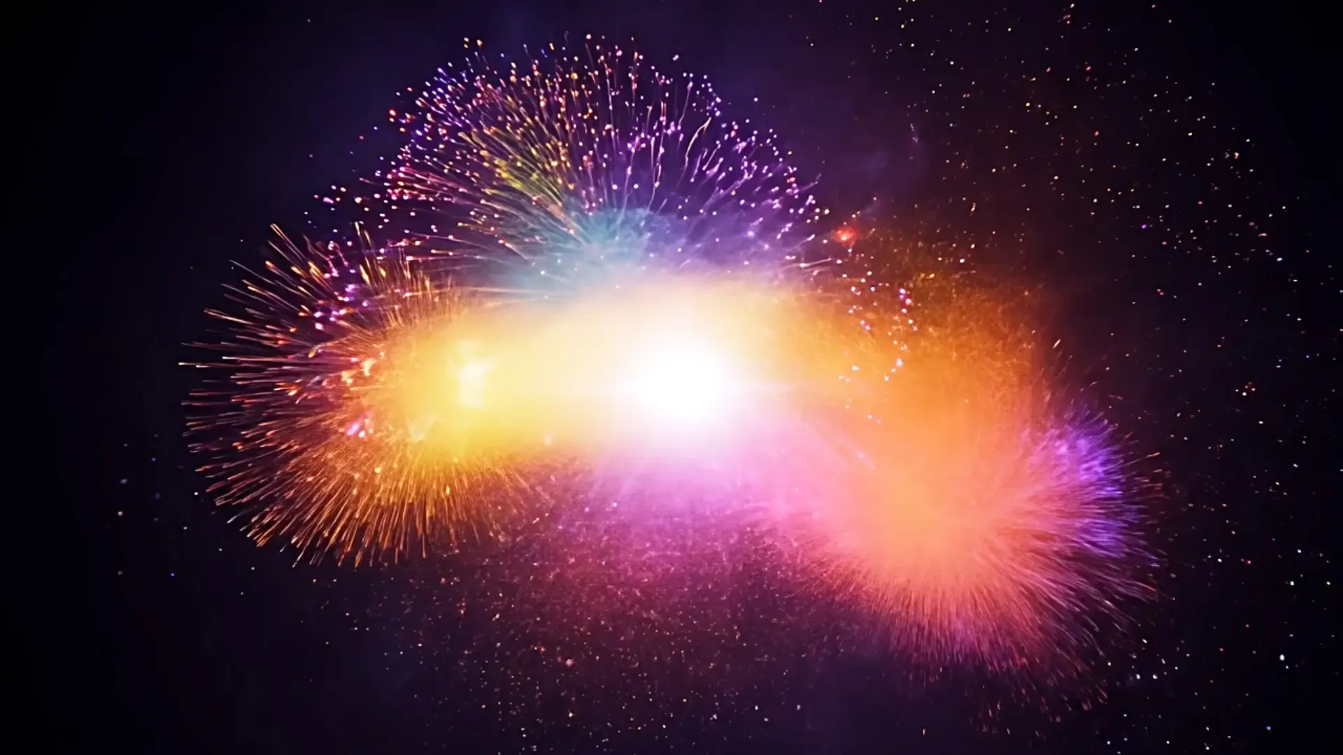 Multicolor Fireworks Particle Overlay for Logo Animation